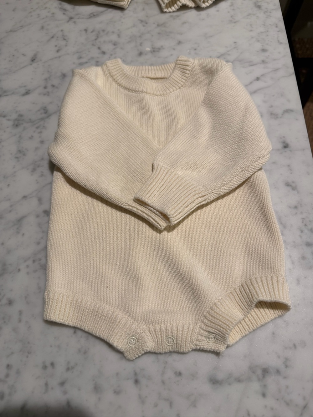 Caden Lane Cream Knit Baby Romper Set